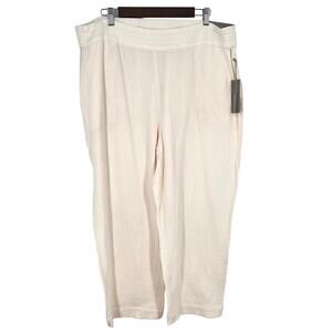 NEW NWT Soft Surroundings Plus Size 1X 18W/20W Cream Gauze Crop Wide Leg Pants